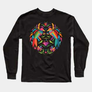 Mexican Otomí Couple of Birds by Akbaly Long Sleeve T-Shirt